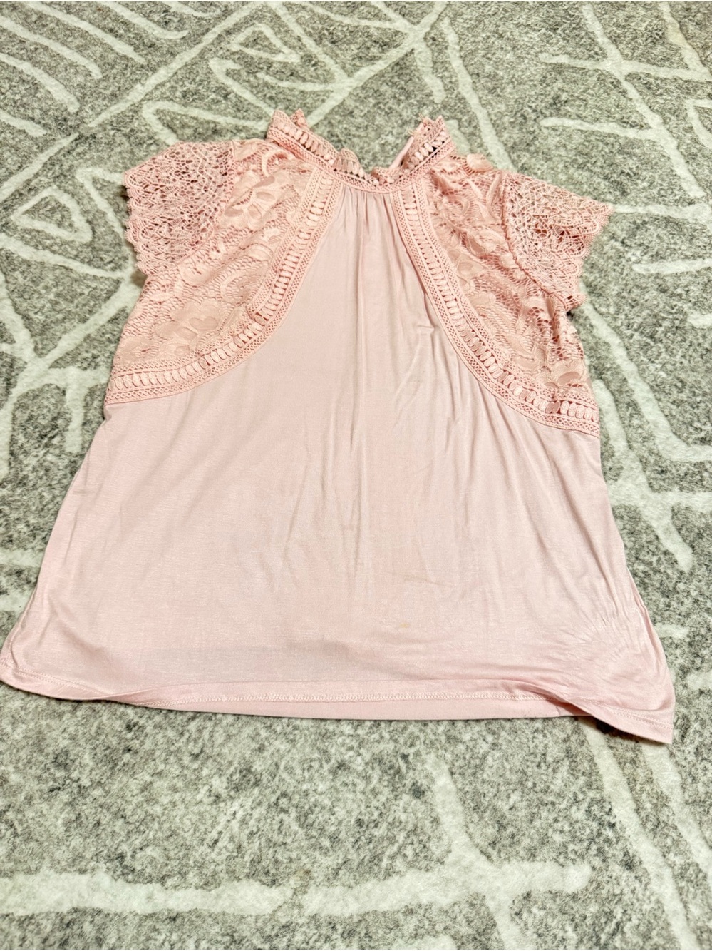 Cable & Gauge Blush Pink Lace Sleeve Knit Top